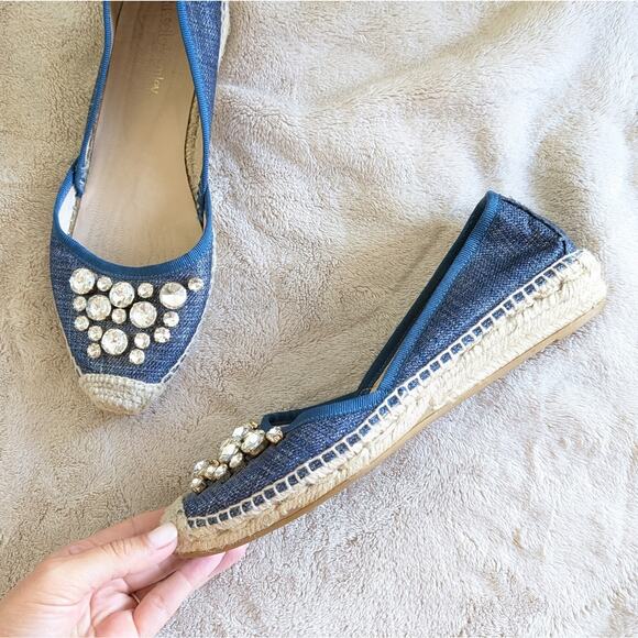 Russell & Bromley Denim Blue Embellished Espadrilles Flats, size 39 - Picture 2 of 8